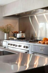 stainless steel countertops in the kitchen