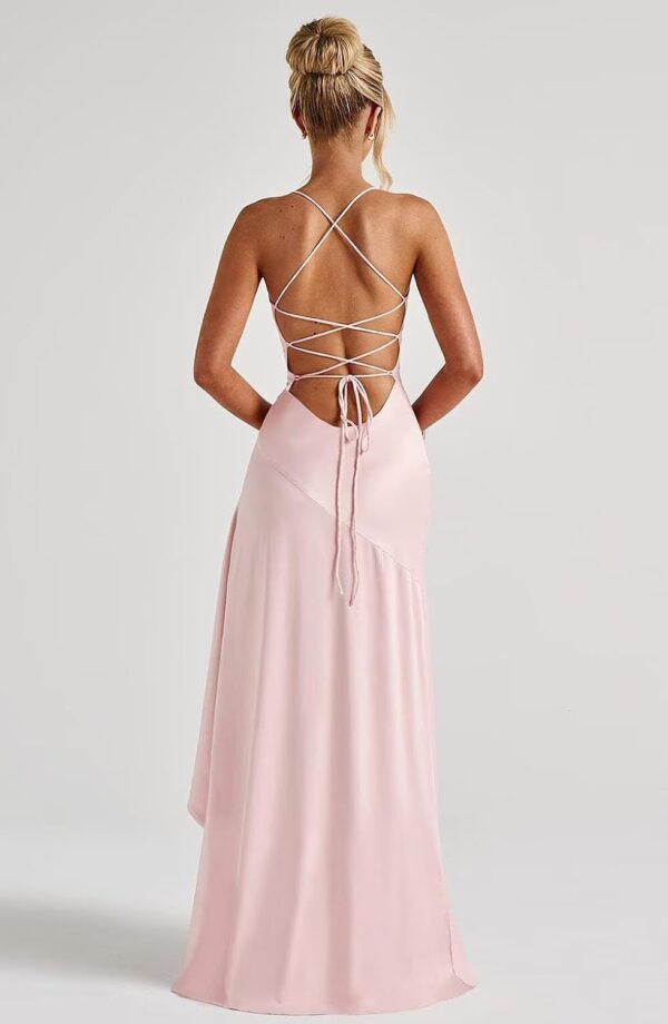 Satin Ruffles Prom Dresses for Teens Hi-Low Aline Cocktail Dresses for Women 2025 QA204 - Image 3